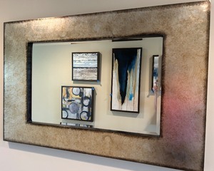 lot 106 image: Large Rectangular Wall Mirror with Textured Metallic Frame