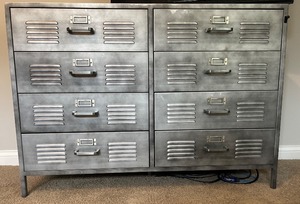 Industrial Pottery Barn Metal 8-Drawer Dresser with Locker Style Design