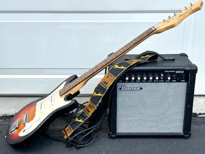 lot 165 image: Harmony Model 02815 Electric Guitar with Ibanez GTA15R Amp and Fender Strap