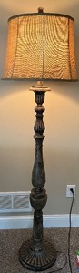 lot 15 image: Traditional Decorative Floor Lamp with Burlap Shade