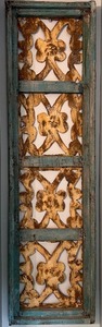 lot 17 image: Distressed Wooden Wall Panel with Ornate Cut-Out Design