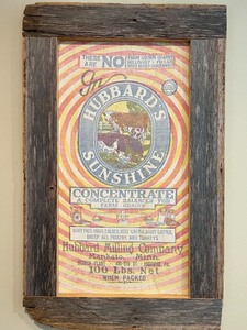lot 34 image: Framed Vintage Hubbards Sunshine Feed Sack Advertisement