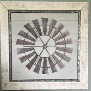 lot 43 image: Framed Rustic Windmill Wall Art Decor
