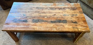 lot 86 image: Rustic Wooden Coffee Table with Distressed Finish