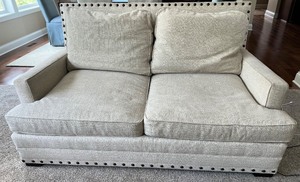 lot 191 image: Bernhardt Upholstered Loveseat with Nailhead Trim