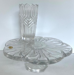 lot 60 image: Block 24% Lead Crystal Cake Stand and Bohemia Crystal Vase Collection