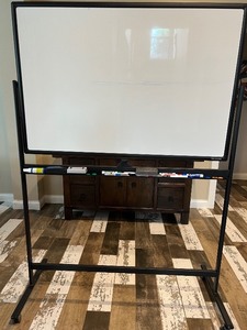 lot 68 image: TSJ Office Rolling Dry Erase Whiteboard with Markers and Accessories