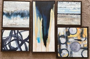 lot 122 image: Set of 5 Framed Abstract Canvas Art Prints