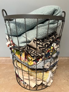 lot 126 image: Large Basket of Assorted Fabric Remnants