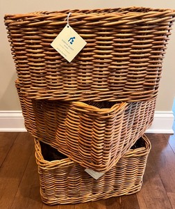 lot 131 image: Set of 3 Pottery Barn Kids Sabrina Extra Large Wicker Baskets
