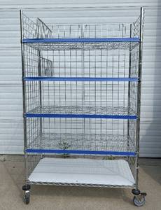 lot 2 image: MSRP $1800&nbspLike New High Quality Heavy Duty&nbspTechnibilt Shelving System&nbspTSS 5 Tier Stainless Steel Chrome Finish NSF Wire Storage Cart Truck With Locking Casters & Bumper Guards 80x48x24 Up to 850 lbs per shelf