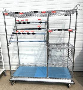 lot 27 image: MSRP $3000 High Quality Metro Super Erecta Wire Catheter Procedure Cart, Standard Combination 24 x 60 x 68 - Locking Caster - Bumper Base - Wheel On Right Rubber Is Gone - Still Moves Good