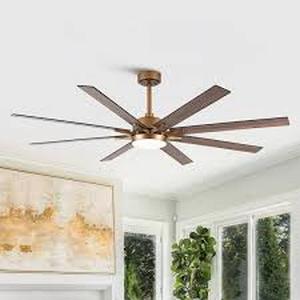 lot 6 image: matrix decor 65 in. LED Indoor Gold DC Motor Ceiling Fan with Light and Remote Control, Reversible Blades Customer Returns See Pictures
