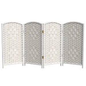lot 43 image: Oriental Furniture 3 ft. Short Diamond Weave Fiber Folding Screen - White - 4 Panel Customer Returns See Pictures