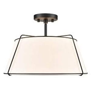 lot 48 image: Lise 2-Light BlackWhite Pendant with Fabric Shade by Light Society  Customer Returns See Pictures