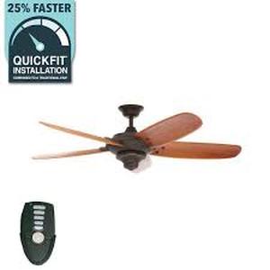 lot 51 image: Home Decorators Collection Altura 56 in. Indoor Oil-Rubbed Bronze Ceiling Fan with Downrod, Remote and Reversible Motor Light Kit Adaptable  Customer Returns See Pictures