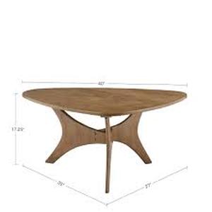 lot 52 image: INKIVY Blaze Light Brown 40 in. W x 27 in. D x 17.25 in. H Triangle Wood Coffee Table Customer Returns See Pictures