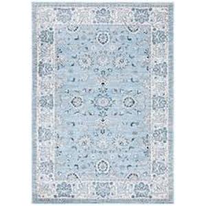 lot 65 image: SAFAVIEH Isabella Light BlueCream 4 ft. x 6 ft. Floral Border Area Rug Customer Returns See Pictures