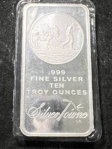 lot 01 image: 10 TROY OZ .999 FINE SILVER SILVERTOWNE BAR SEALED