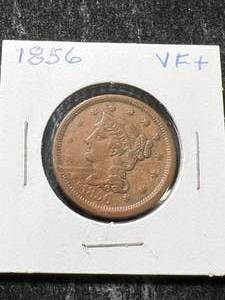 lot 04 image: 1856 US BRAIDED HAIR LARGE CENT VF