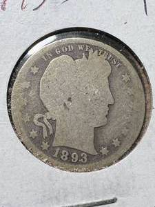 lot 11 image: 1893-S US BARBER QUARTER