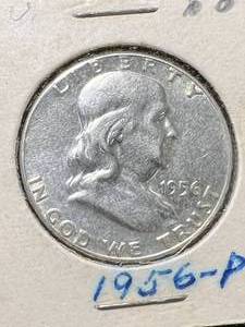 lot 13 image: 1956 US FRANKLIN HALF DOLLAR AU