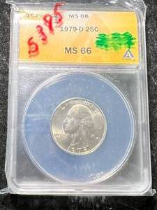 lot 30 image: 1979-D US WASHINGTON QUARTER ANACS MS66