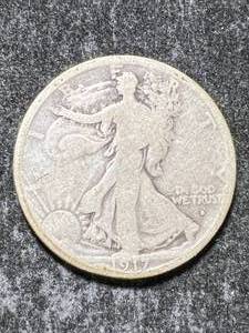 lot 31 image: 1917-D (OBV) US WALKING LIBERTY HALF DOLLAR
