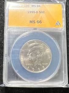 lot 39 image: 1995-D US KENNEDY HALF DOLLAR ANACS MS66