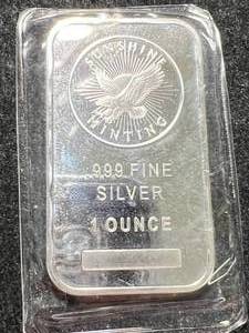 lot 65 image: 1 TROY OZ .999 FINE SILVER SUNSHINE MINTING BAR