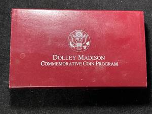 lot 76 image: DOLLY MADISON COMMEM SILVER DOLLARS IN ORIGINAL BOX