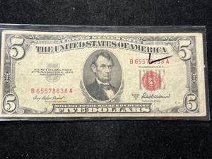 lot 81 image: 1953A US RED SEAL $5 BILL