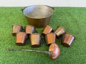 lot 2 image: Vintage Copperware - Bucket, Ladel & Cups