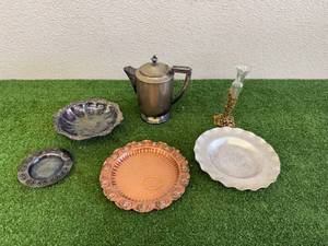 lot 18 image: Copper Tray, Silver Plated Items
