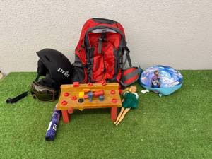 lot 72 image: Toys, Helmets, Backpack & Glow Bracelets