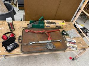 lot 75 image: Hand Tools, Chain Binder, Absorber XL, Bolts & Cast Iron Griddle