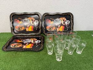 lot 88 image: Coca-Cola Trays & Glasses