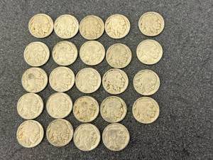 lot 93 image: 24 Buffalo Nickles - Dates Visible