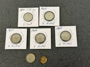 lot 94 image: 6 V Nickles & 1943 Mercury Dime