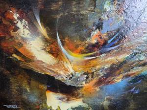lot 12 image: SIGNED LEONARDO NIERMAN Fine Art Modern Abstract Oil Print - Wind Series