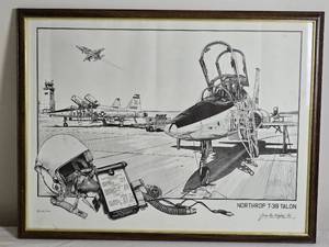 lot 78 image: Fine Art Military Aviation Print - Jean Luc Beghin - Northrup T-38 Talon