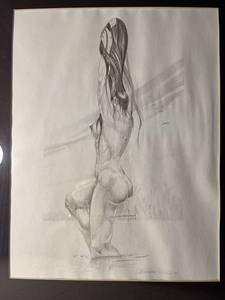 lot 13 image: Pencil Sketch Nude by Native American Artist Blackbear Bosin