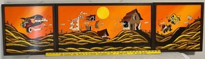 lot 14 image: Three Panel Bi-Plane Lithograph Singed by Artist Blackbear Bosin