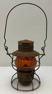 lot 7 image: Vintage Adam & Westlake Co. Adalake Kero No. 250 Railroad Lantern With Amber Colored Lense