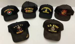 lot 31 image: Misc. Vietnam And Army Hats Including Some Snapback