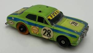 lot 61 image: Vintage Aurora AFX #28 G-Plus Shell Rally Escort HO Slot Car (Missing Top Rack)