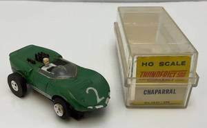 1960's -70's Aurora Green T Jet #2 Chaparrel Slot Car (With Original Clear Case)