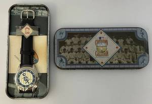 lot 84 image: Vintage Fossel NBA SOX Cooperstown Collection Authentic Japan Mens Watch In Original Tin