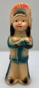 lot 87 image: 1930s-40s Carnival Native American Chalkware Figurine 8 14