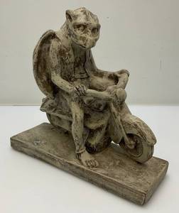 lot 121 image: RARE Unique 1998 HPI Hatched To Ride Porcelain Gargoyle On Motorcycle Figurine 9 12 L x 9 H x 4 W
